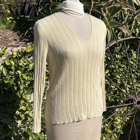 Akris Ribbed Knit Silk Top Butter Yellow - Picture 2 of 5